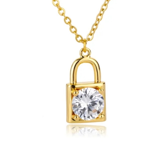 Bling Jewelry Jewelry - Gold Mini Padlock Pendant Necklace